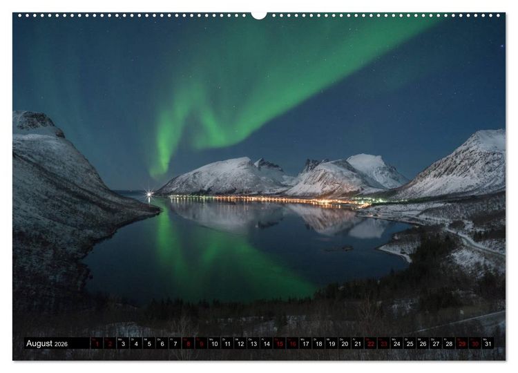 Produktbild: Aurora borealis - Magische Polarlichtn&auml;chte in Island und Norwegen (Wandkalender 2026 DIN A2 quer), CALVENDO Monatskalender