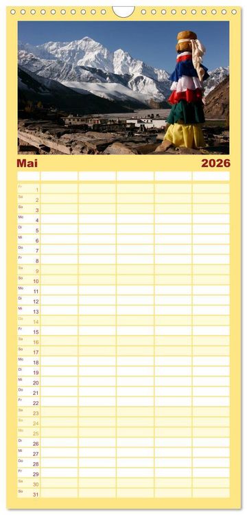 Produktbild: Familienplaner 2026 - Nepal mit 5 Spalten (Wandkalender, 21 x 45 cm) CALVENDO