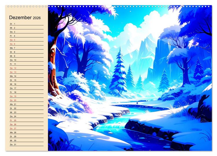 Produktbild: Manga-Landschaften: Ein visueller Ausflug durch Fantasiewelten (hochwertiger Premium Wandkalender 2026 DIN A2 quer), Kunstdruck in Hochglanz