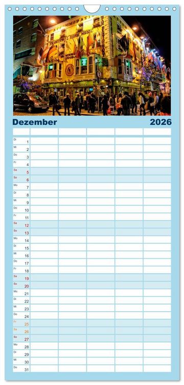 Produktbild: Familienplaner 2026 - Die 12 meistbesuchten St&auml;dte in Europa mit 5 Spalten (Wandkalender, 21 x 45 cm) CALVENDO