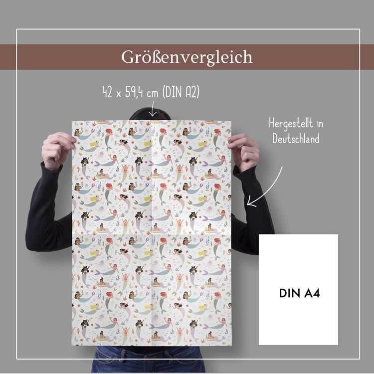 Produktbild: Geschenkpapier-Set f&uuml;r Kinder: Meerjungfrau und Muscheln