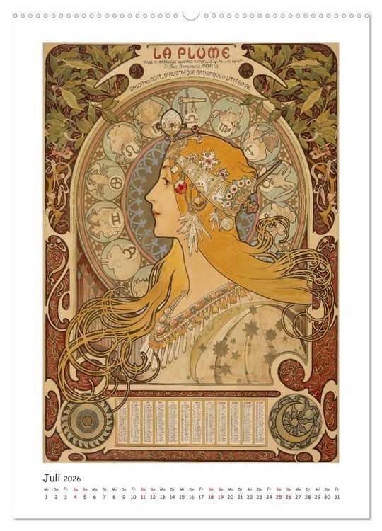 Produktbild: Alfons Mucha - Eine Hommage in zw&ouml;lf Monaten (Wandkalender 2026 DIN A2 hoch), CALVENDO Monatskalender