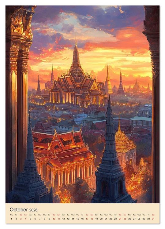 Produktbild: Thailand meets Anime (Desk Calendar 2026 DIN A5 portrait), CALVENDO 12 Month DeskCalendar