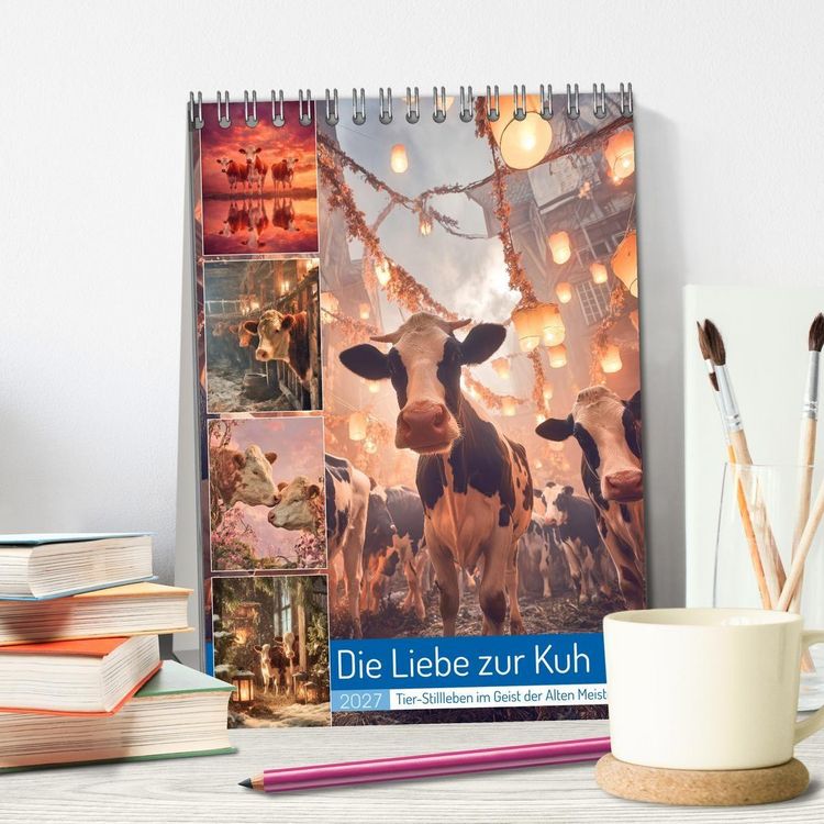 Produktbild: Die Liebe zur Kuh (Tischkalender 2027 DIN A5 hoch), CALVENDO Monatskalender