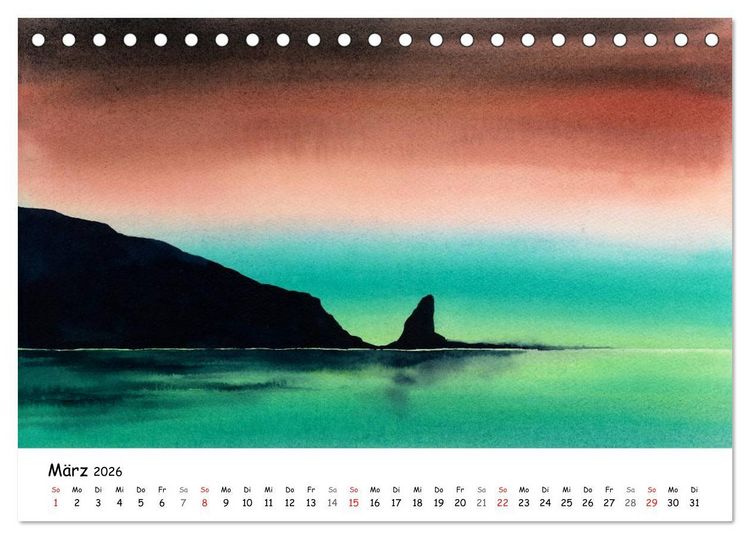 Produktbild: Landschaft in Aquarellfarbe (Tischkalender 2026 DIN A5 quer), CALVENDO Monatskalender