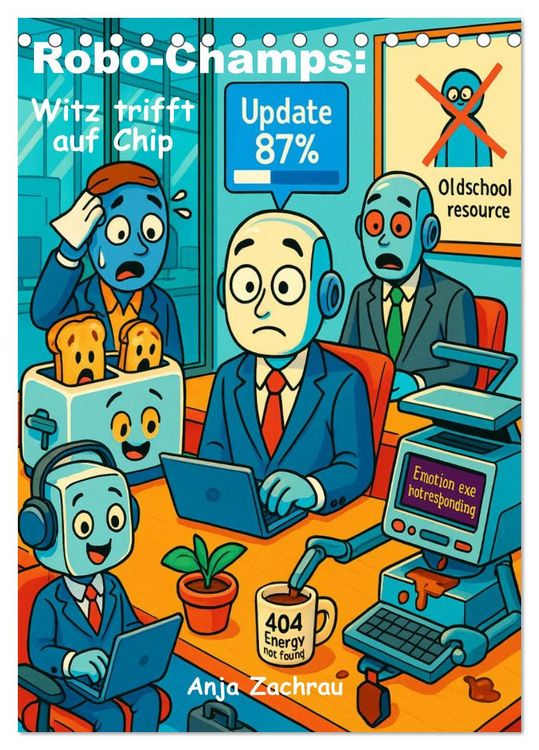 Produktbild: Robo-Champs: Witz trifft auf Chip (Tischkalender 2026 DIN A5 hoch), CALVENDO Monatskalender