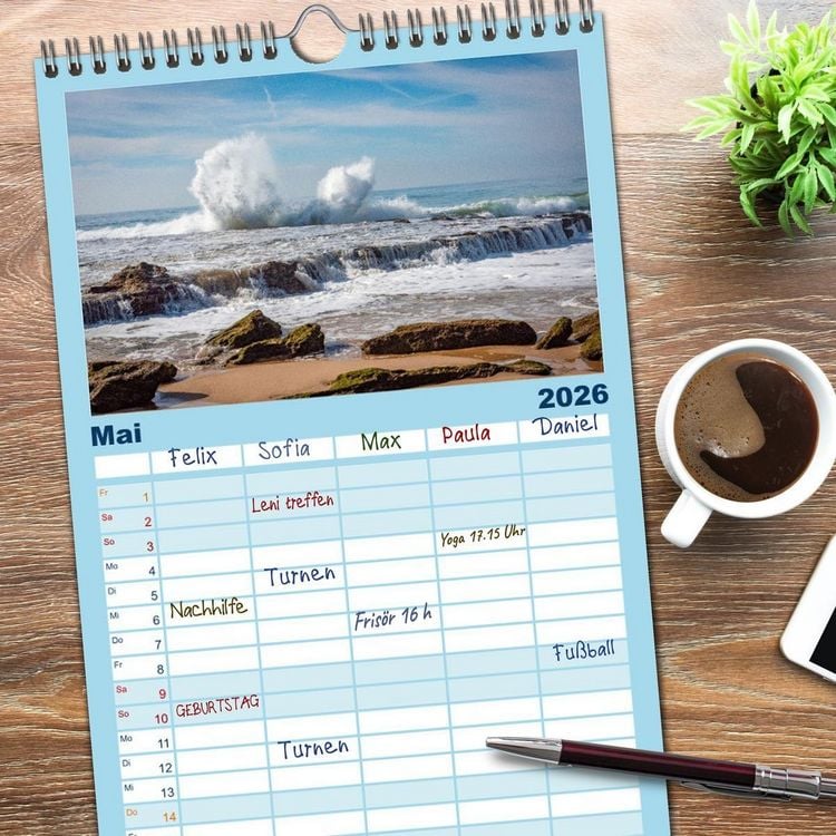 Produktbild: Familienplaner 2026 - Andalusische Atlantikk&uuml;ste mit 5 Spalten (Wandkalender, 21 x 45 cm) CALVENDO