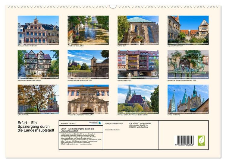 Produktbild: Erfurt &ndash; Ein Spaziergang durch die Landeshauptstadt (hochwertiger Premium Wandkalender 2027 DIN A2 quer), Kunstdruck in Hochglanz