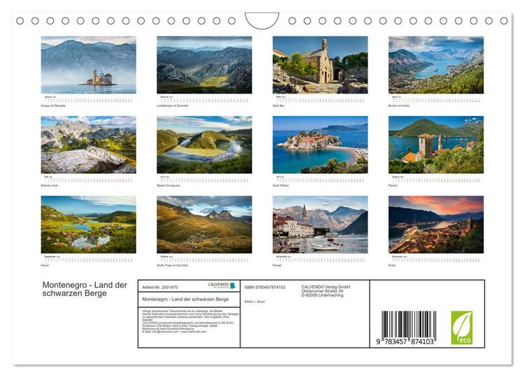 Produktbild: Montenegro - Land der schwarzen Berge (Wandkalender 2026 DIN A4 quer), CALVENDO Monatskalender