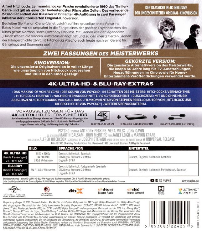 Produktbild: Psycho (4K Ultra HD) (+ Blu-ray 2D)