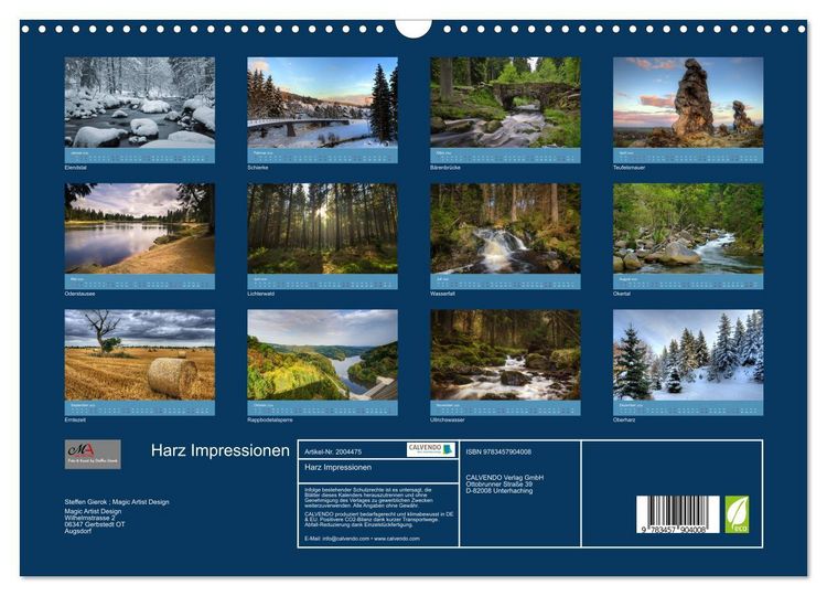 Produktbild: Harz Impressionen (Wandkalender 2026 DIN A3 quer), CALVENDO Monatskalender