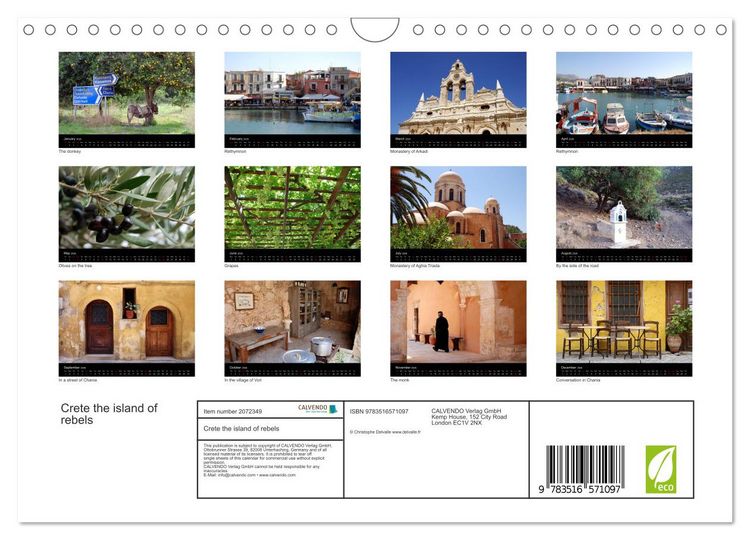 Produktbild: Crete the island of rebels (Wall Calendar 2026 DIN A4 landscape), CALVENDO 12 Month Wall Calendar