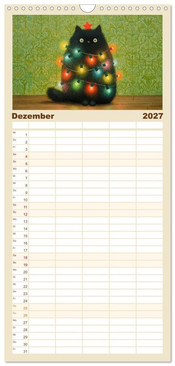 Produktbild: Familienplaner 2027 - Gute Laune Katzen mit 5 Spalten (Wandkalender, 21 x 45 cm) CALVENDO