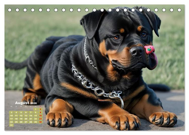 Produktbild: Majest&auml;tische Rottweiler: Ein Jahr voller Kraft und Loyalit&auml;t (Tischkalender 2026 DIN A5 quer), CALVENDO Monatskalender