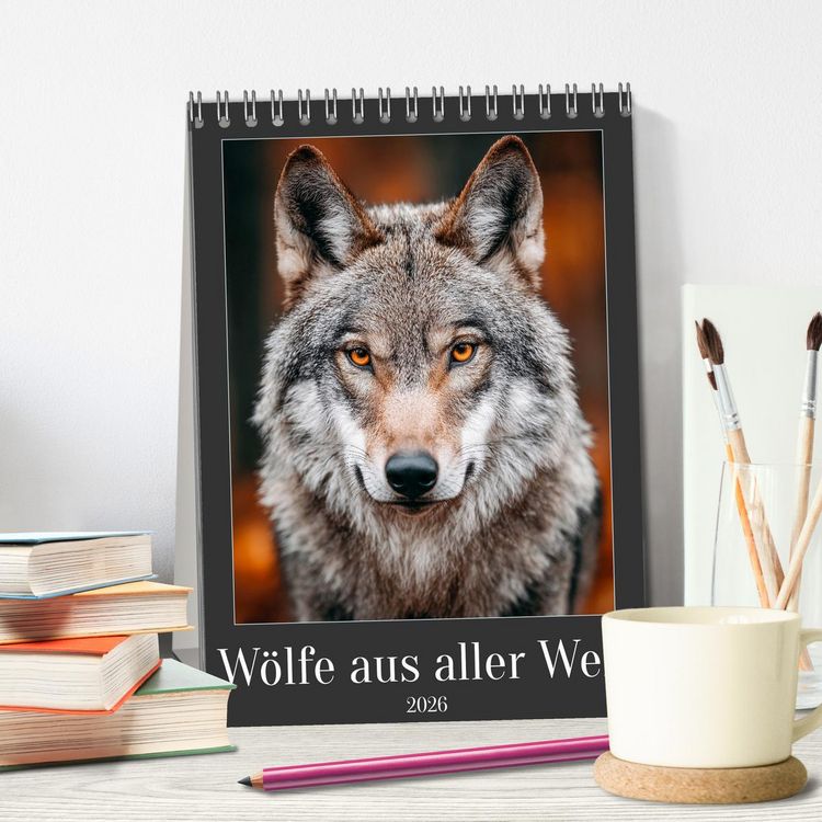 Produktbild: W&ouml;lfe aus aller Welt (Tischkalender 2026 DIN A5 hoch), CALVENDO Monatskalender