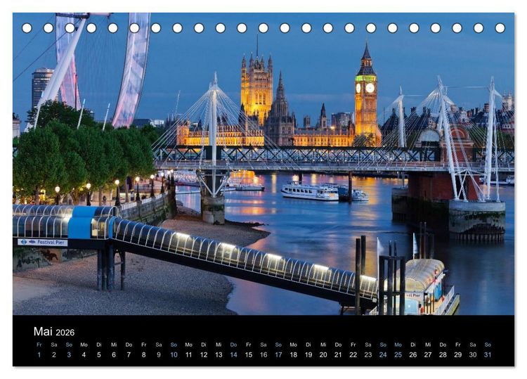 Produktbild: Metropolen zur blauen Stunde 2026 (Tischkalender 2026 DIN A5 quer), CALVENDO Monatskalender