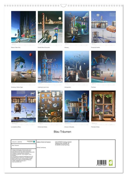 Produktbild: Blau Tr&auml;umen (Wandkalender 2026 DIN A2 hoch), CALVENDO Monatskalender
