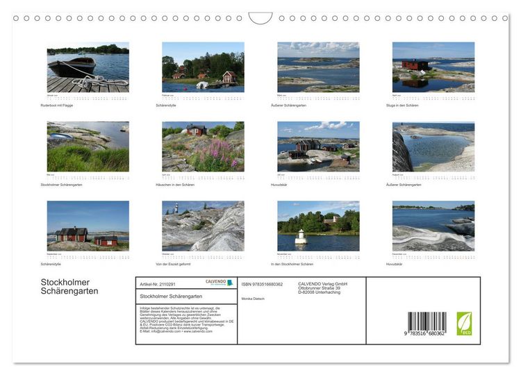 Produktbild: Stockholmer Sch&auml;rengarten (Wandkalender 2026 DIN A3 quer), CALVENDO Monatskalender