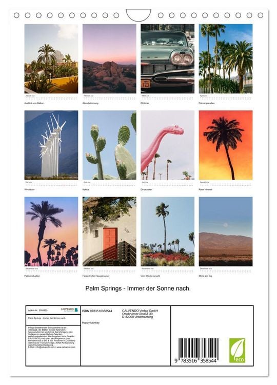 Produktbild: Palm Springs - Immer der Sonne nach. (Wandkalender 2026 DIN A4 hoch), CALVENDO Monatskalender