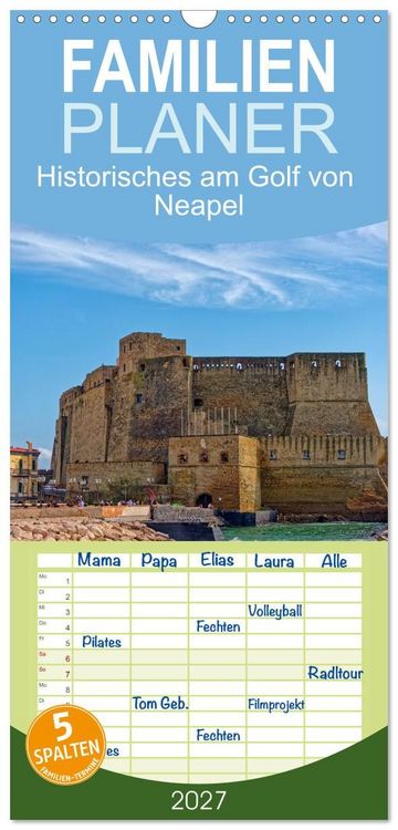 Produktbild: Familienplaner 2027 - Historisches am Golf von Neapel mit 5 Spalten (Wandkalender, 21 x 45 cm) CALVENDO