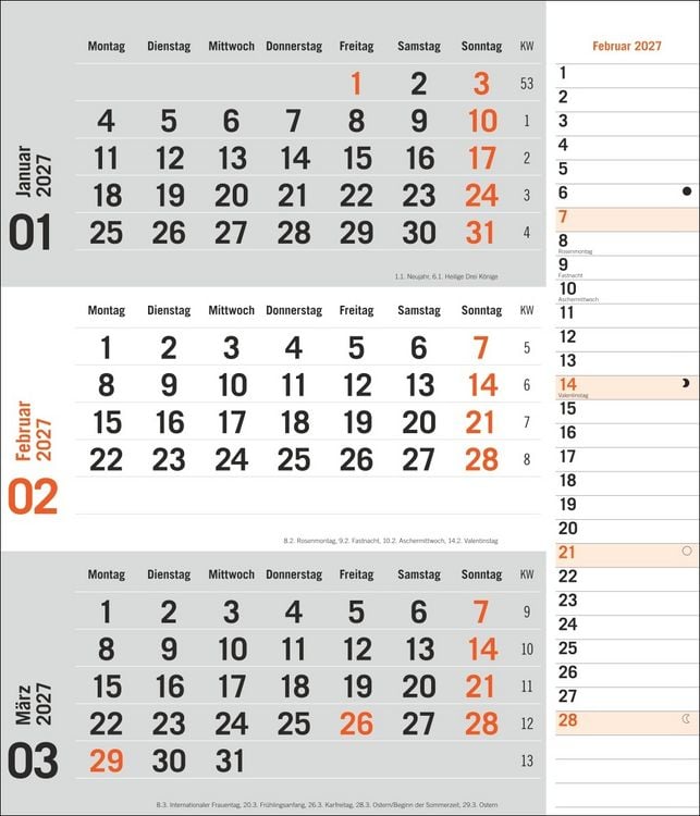 Produktbild: times&more 3-Monatsplaner, orange 2027