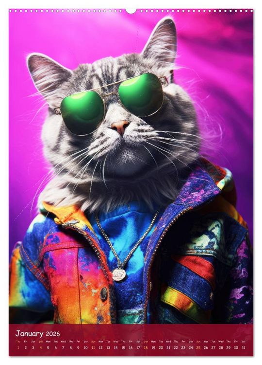 Produktbild: Crazy gangster cats (Wall Calendar 2026 DIN A2 portrait), CALVENDO 12 Month Wall Calendar