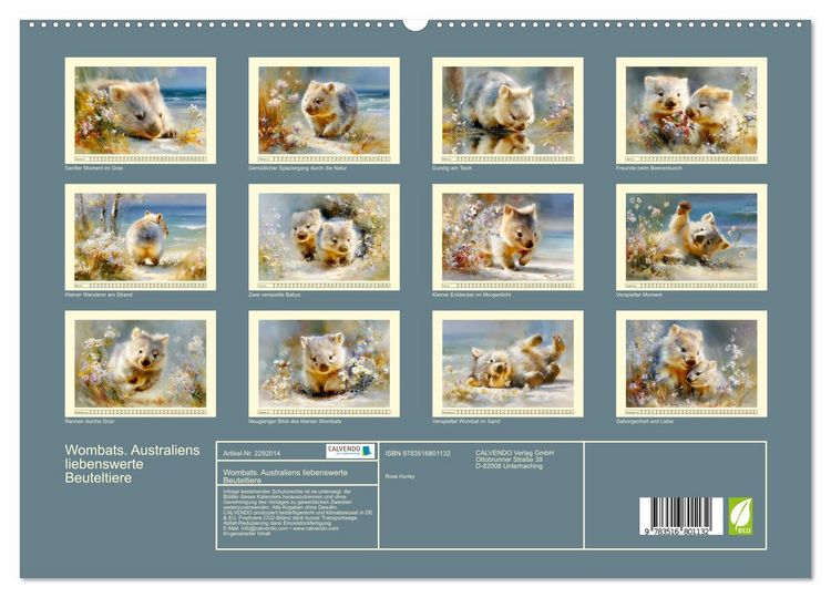Produktbild: Wombats. Australiens liebenswerte Beuteltiere (hochwertiger Premium Wandkalender 2027 DIN A2 quer), Kunstdruck in Hochglanz