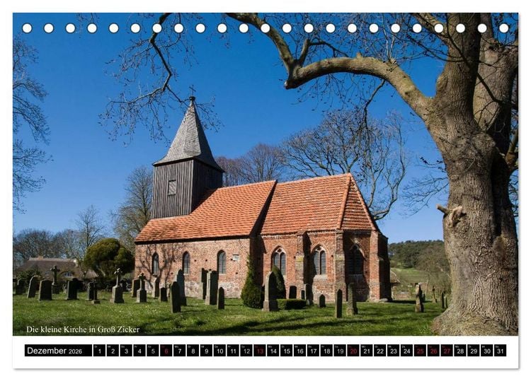 Produktbild: Dorfkirchen auf R&uuml;gen (Tischkalender 2026 DIN A5 quer), CALVENDO Monatskalender