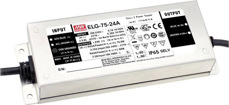 Produktbild: MEAN WELL MW ELG-75-24A-3Y LED-Treiber Konstantspannung, Konstantstrom 75.6W 3.15A 12 - 24 V/DC dimmbar, PFC-Schaltkreis