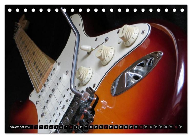 Produktbild: KULT GITARRE - Richie Sambora Stratocaster (Tischkalender 2026 DIN A5 quer), CALVENDO Monatskalender