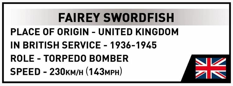 Produktbild: COBI Historical Collection 5770 - Fairey Swordfish, WWII, Bausatz 1:32, 806/2 Klemmbausteine