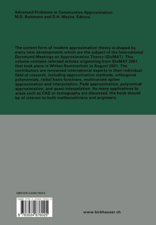 Produktbild: Advanced Problems in Constructive Approximation