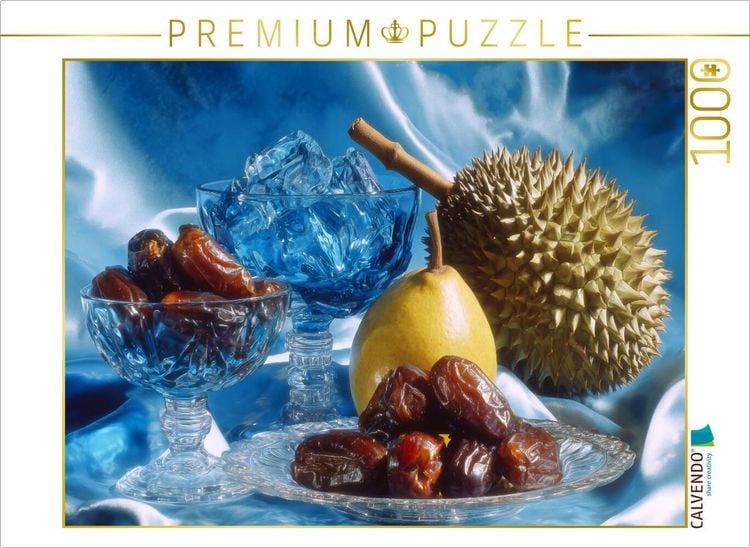 Produktbild: CALVENDO Puzzle Stillleben mit Datteln, Durian und Birne | 1000 Teile Lege-Gr&ouml;&szlig;e 64x48cm Foto-Puzzle f&uuml;r gl&uuml;ckliche Stunden