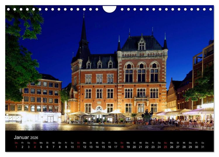 Produktbild: Oldenburg bei Nacht (Wandkalender 2026 DIN A4 quer), CALVENDO Monatskalender
