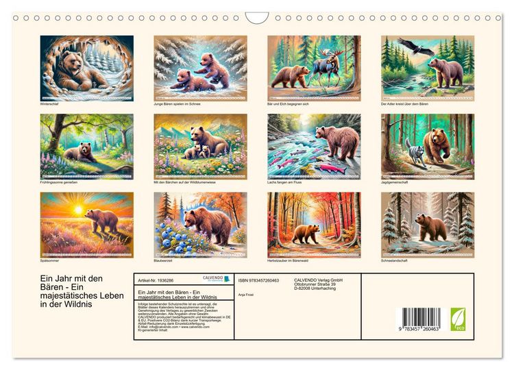 Produktbild: Ein Jahr mit den B&auml;ren - Ein majest&auml;tisches Leben in der Wildnis (Wandkalender 2026 DIN A3 quer), CALVENDO Monatskalender
