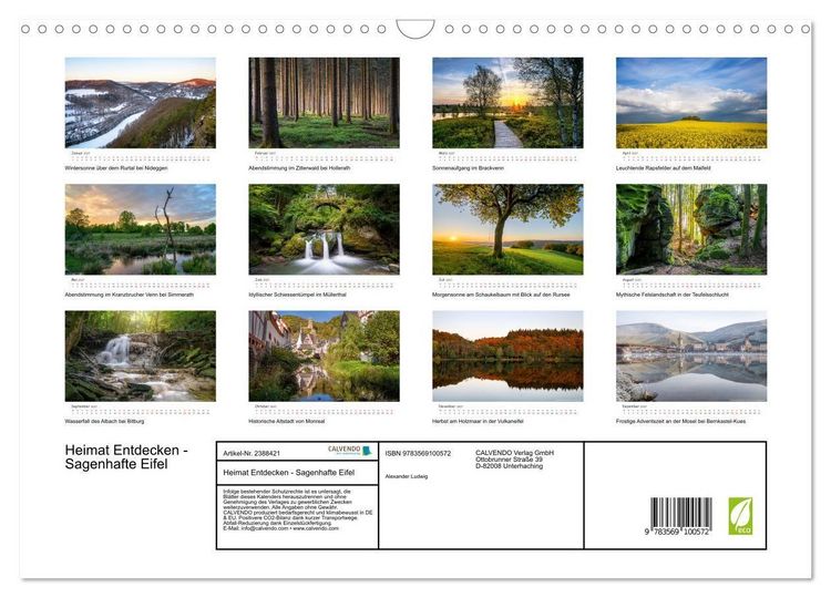 Produktbild: Heimat Entdecken - Sagenhafte Eifel (Wandkalender 2027 DIN A3 quer), CALVENDO Monatskalender