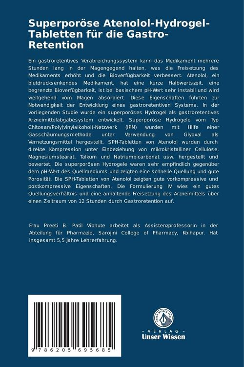 Produktbild: Superpor&ouml;se Atenolol-Hydrogel-Tabletten f&uuml;r die Gastro-Retention