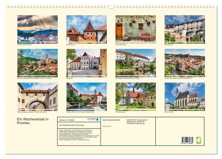 Produktbild: Ein Wochenende in Krumau (Wandkalender 2026 DIN A2 quer), CALVENDO Monatskalender