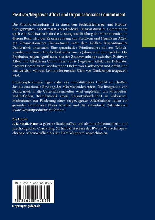 Produktbild: Positiver/Negativer Affekt und Organisationales Commitment