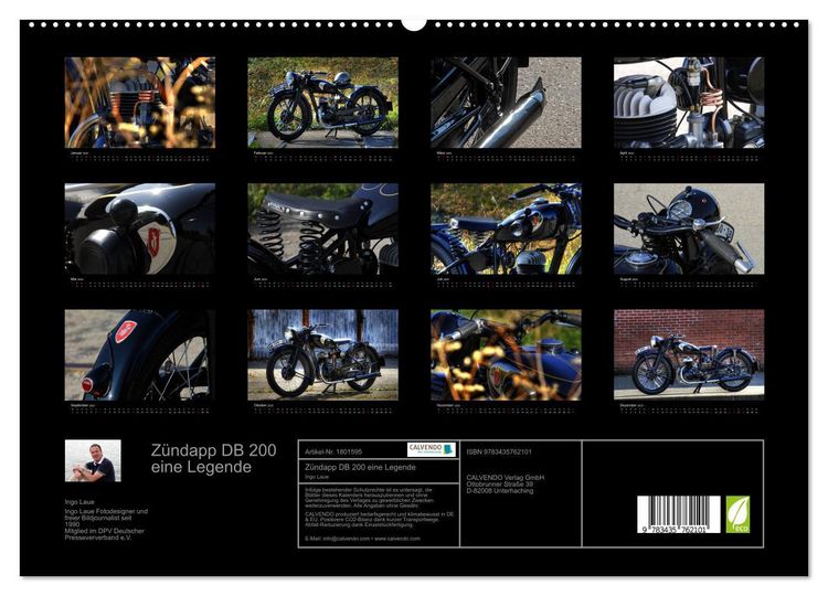 CALVENDO Puzzle 1000 Teile – Motiv: Zündapp DB 200 Motorrad, Premium-Qualität Aus Europa, 64x48 Cm