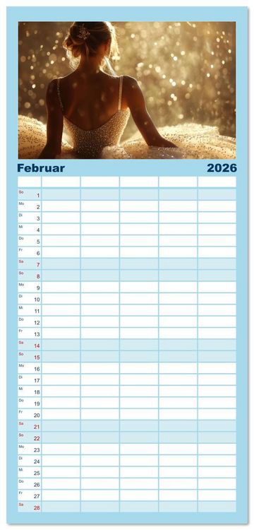 Produktbild: Familienplaner 2026 - Ballerinas in Diamanten mit 5 Spalten (Wandkalender, 21 x 45 cm) CALVENDO