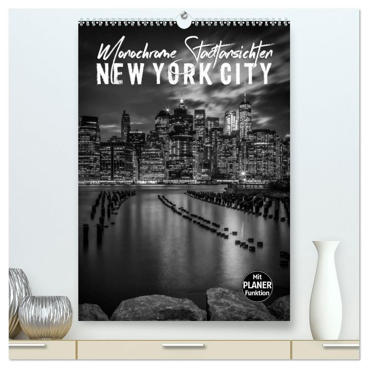 Produktbild: NEW YORK CITY Monochrome Stadtansichten (hochwertiger Premium Wandkalender 2026 DIN A2 hoch), Kunstdruck in Hochglanz