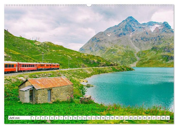 Produktbild: Rh&auml;tische Bahn - Fahrt durch die B&uuml;ndner Alpen (Wandkalender 2026 DIN A2 quer), CALVENDO Monatskalender