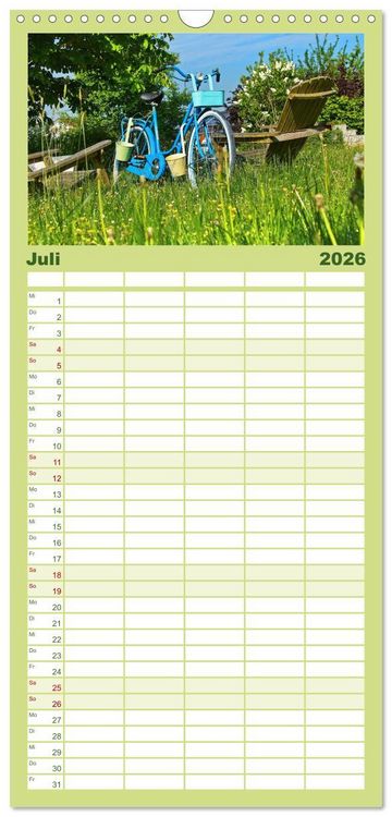 Produktbild: Familienplaner 2026 - Fahr mal wieder Fahrrad mit 5 Spalten (Wandkalender, 21 x 45 cm) CALVENDO