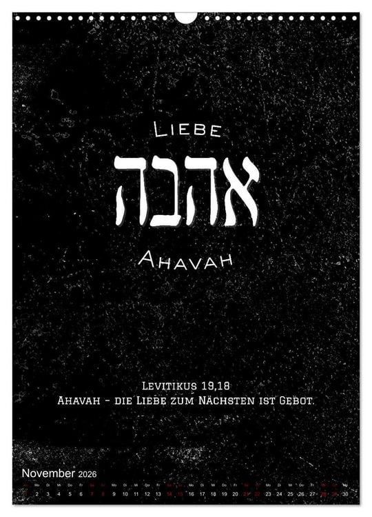 Produktbild: Hebr&auml;ische Lettern - Worte voller Licht und Weisheit (Wandkalender 2026 DIN A3 hoch), CALVENDO Monatskalender