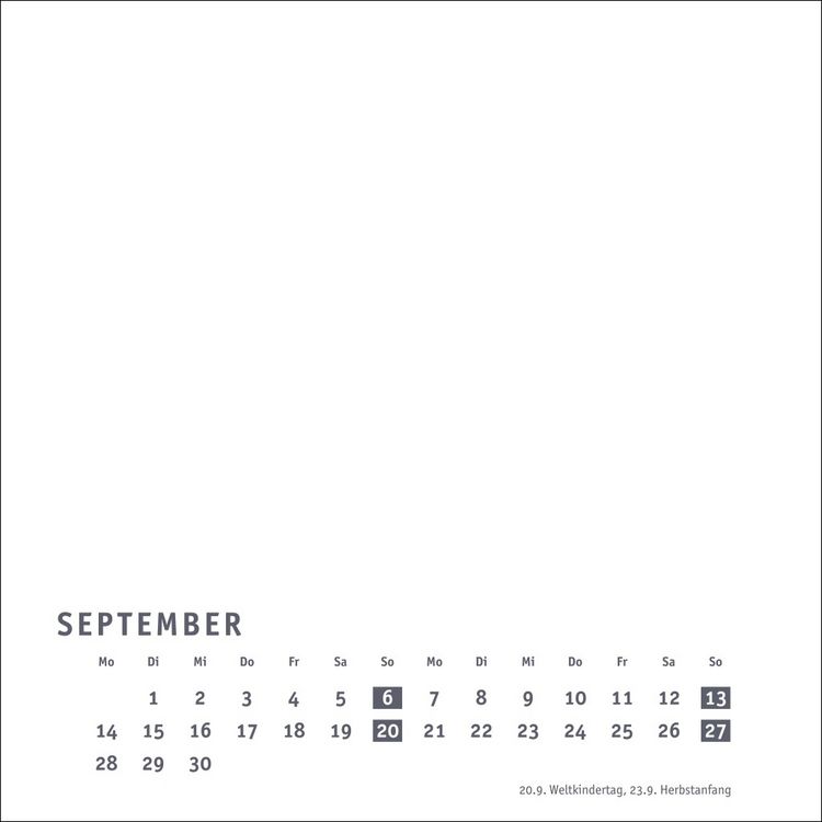 Produktbild: Premium-Bastelkalender weiß klein 2026