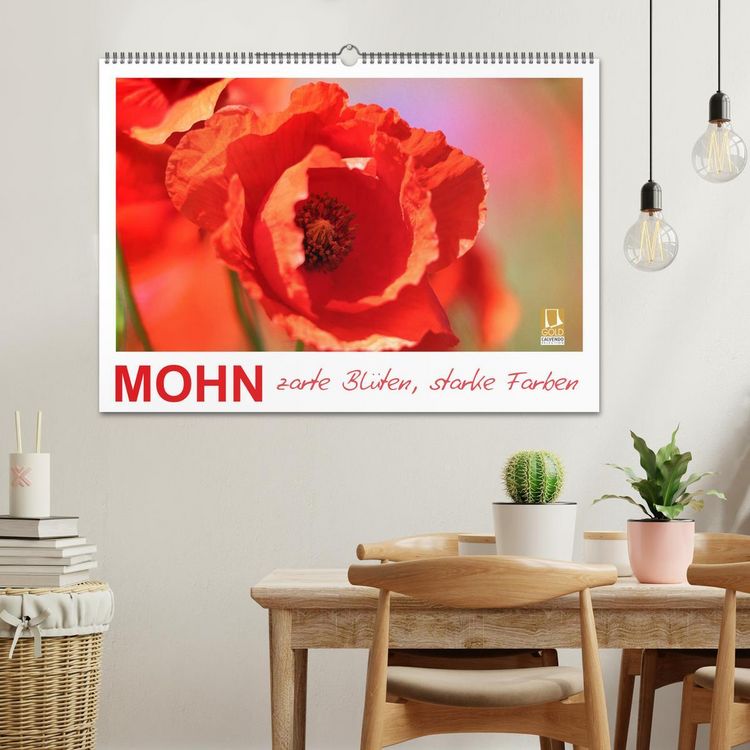 Produktbild: Mohn, zarte Bl&uuml;ten, starke Farben (Wandkalender 2026 DIN A2 quer), CALVENDO Monatskalender