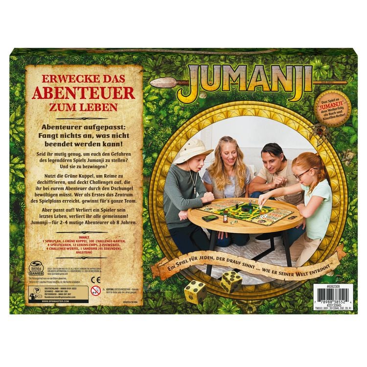 Produktbild: Spin Master Games - Jumanji - das actiongeladene Familienspiel f&uuml;r 2&ndash;4 mutige Abenteurer ab 8 Jahren