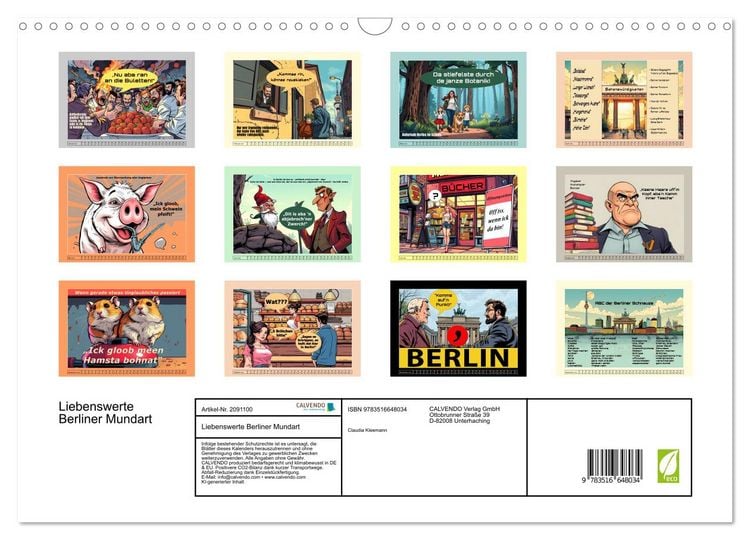 Produktbild: Liebenswerte Berliner Mundart (Wandkalender 2026 DIN A3 quer), CALVENDO Monatskalender