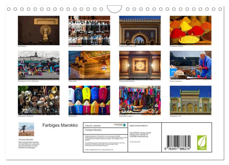 Produktbild: Farbiges Marokko (Wandkalender 2026 DIN A4 quer), CALVENDO Monatskalender